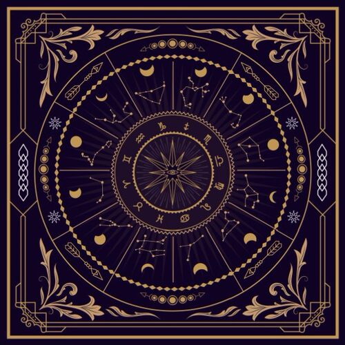 紫色星宫塔牌罗牌桌布Tarot推牌绒布垫子月亮神秘祭坛布桌布