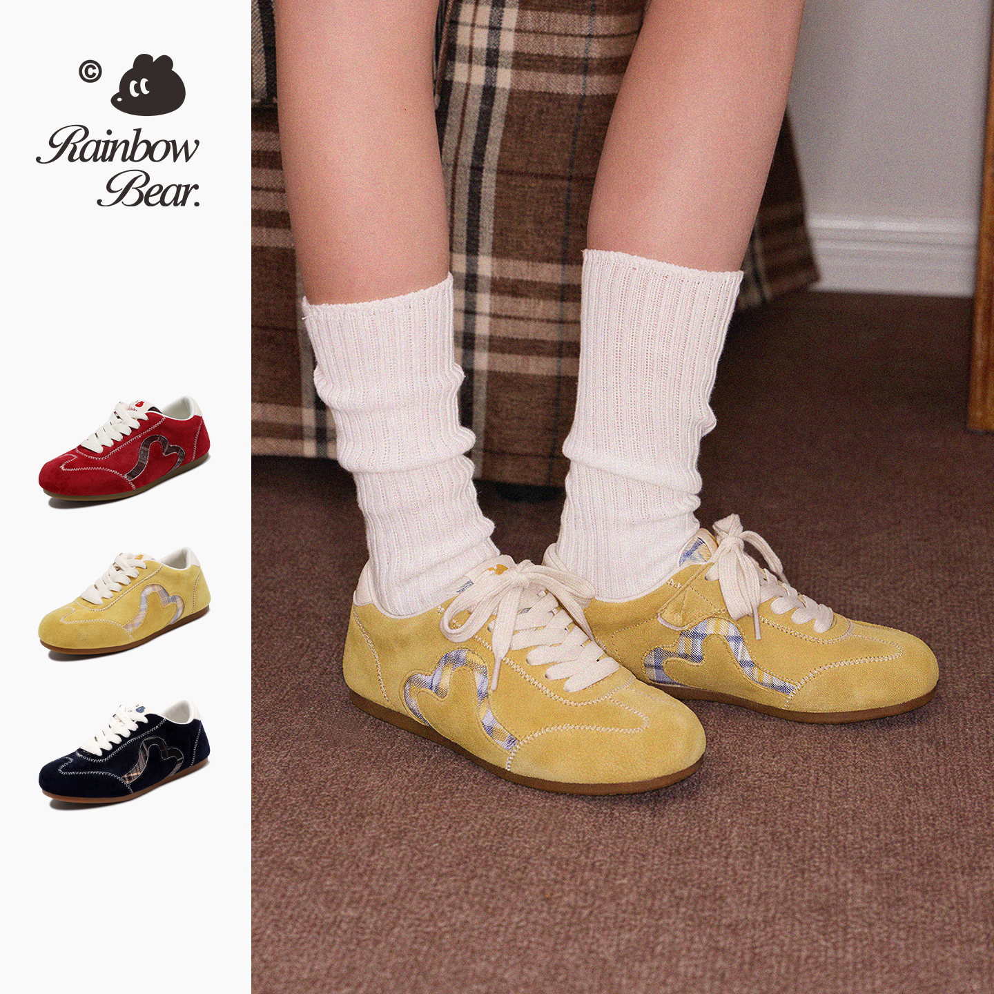 彩虹熊女童黄色德训鞋2026春季新款少女鞋防滑平底儿童运动休闲鞋,童鞋/婴儿鞋/亲子鞋,运动鞋,淘宝优惠券,粉丝福利购,淘宝优惠卷