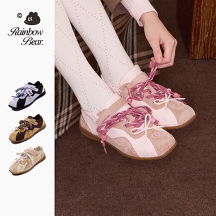 彩虹熊女童二棉鞋儿童运动鞋加绒保暖亲子鞋时尚方头玛丽珍少女鞋