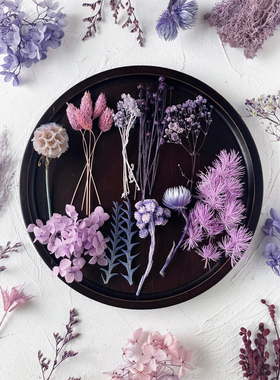 紫色永生花戒指材料包diy迷你干花束植物标本伴手礼贺卡片装饰