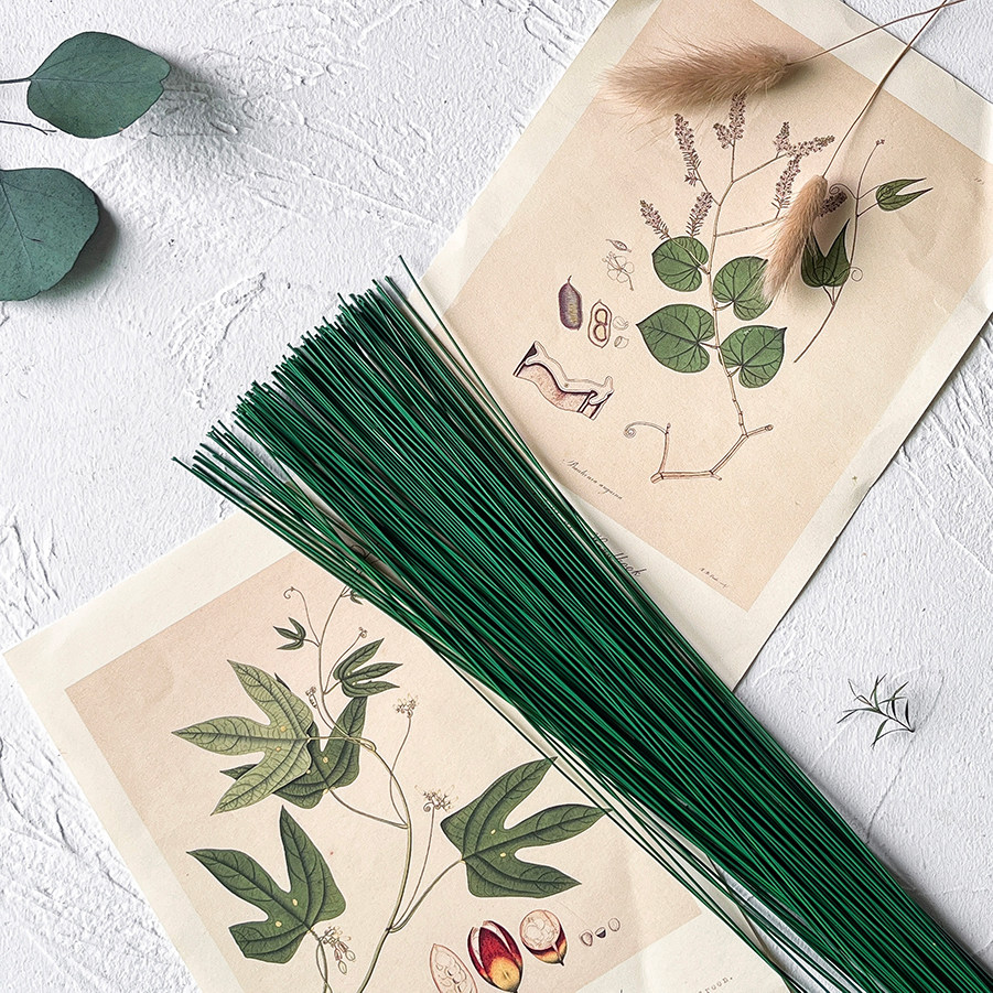 花纪永生花diy实用神器花艺加固玫瑰绑绣球接枝干铁丝绿色