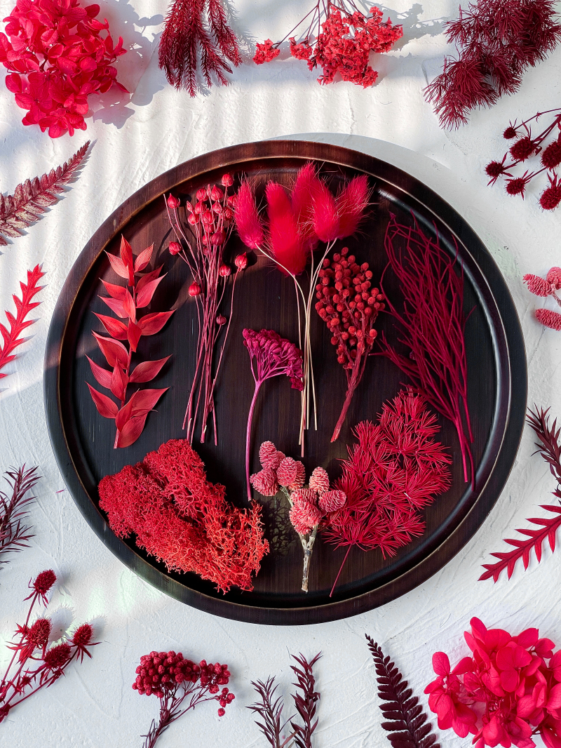 红色永生花材料包迷你干花束植物