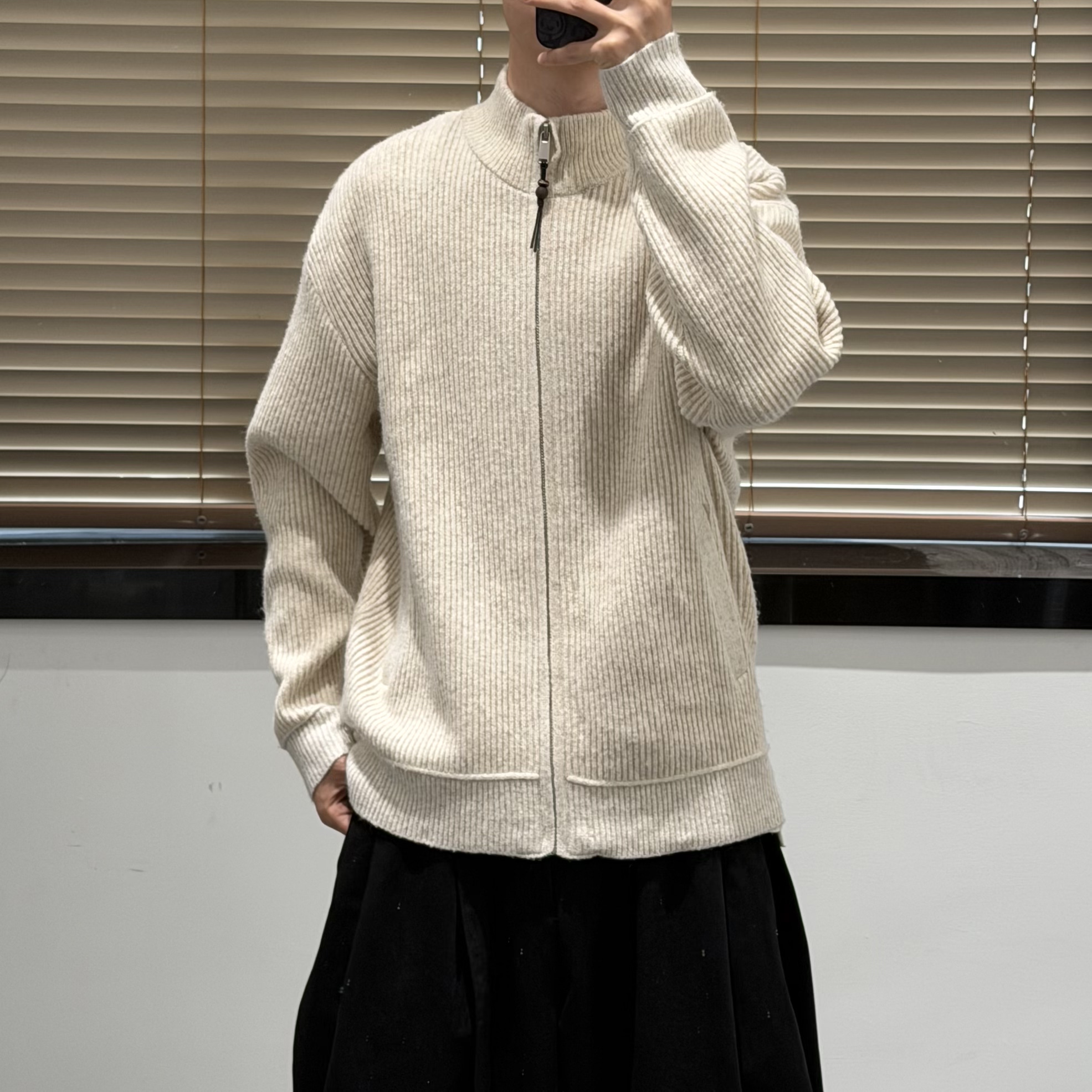 美式复古立领拉链开衫外套男款春夹克