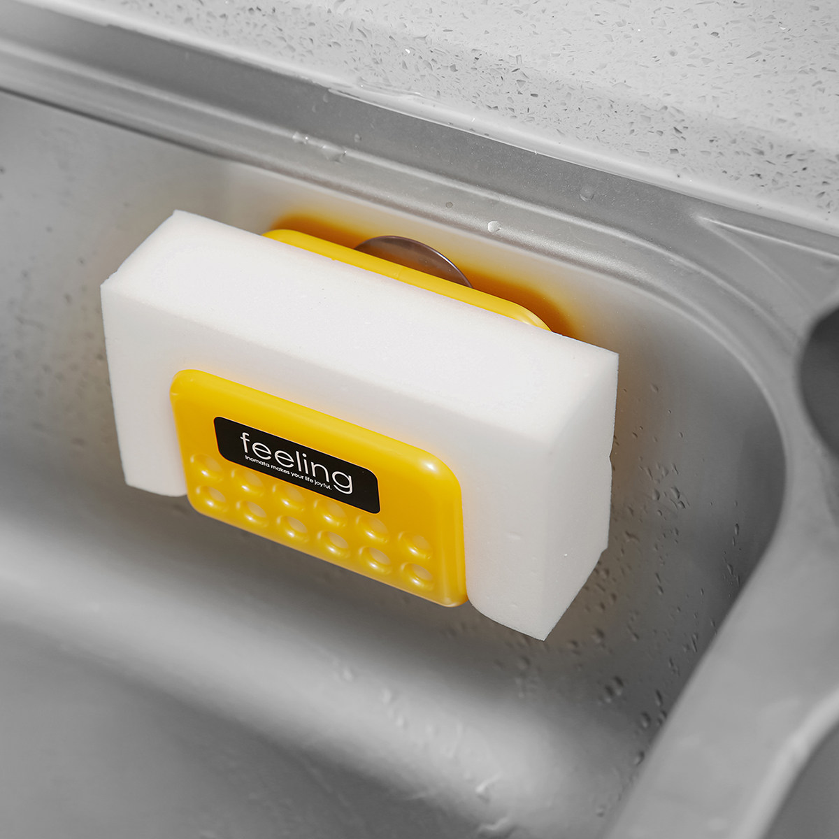 日本进口厨房吸盘海绵架沥水架整理架水槽内侧塑料置物架碗海绵架