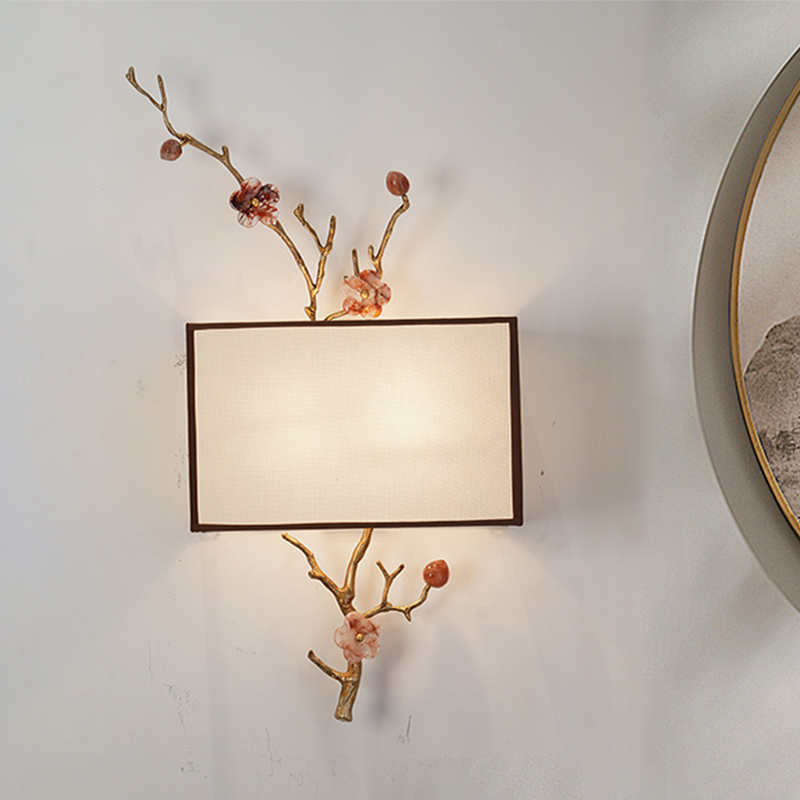 岱尔壁灯水晶全铜新中式软装设计别墅酒店样板房设计师款卧室壁灯