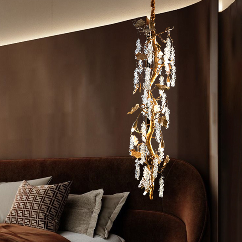 岱尔轻奢水晶吊灯客厅卧室铜质玻璃灯罩现代简约高档装饰灯具