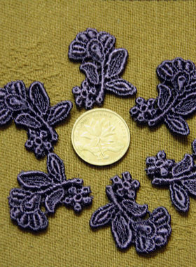 特价35期24 深紫色 雀尾花儿 丝绣水溶帖花2x2.7cm 2.5元6朵