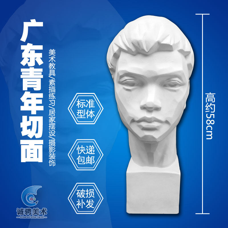 广东青年切面石膏像人物头像胸像美术用品素描静物写生摆件雕像