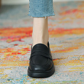 女职业平底夏款 乐福鞋 软底单鞋 黑色小皮鞋 工作小黑鞋 春秋英伦小众