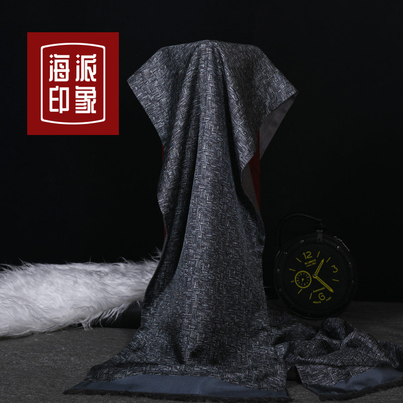 海派印象男士真丝围巾男士丝巾秋冬季长款韩版领巾商务送礼围巾