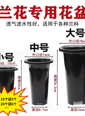 塑料兰花盆批发 大号兰花花盆 黑色加高小号国兰专用盆简约