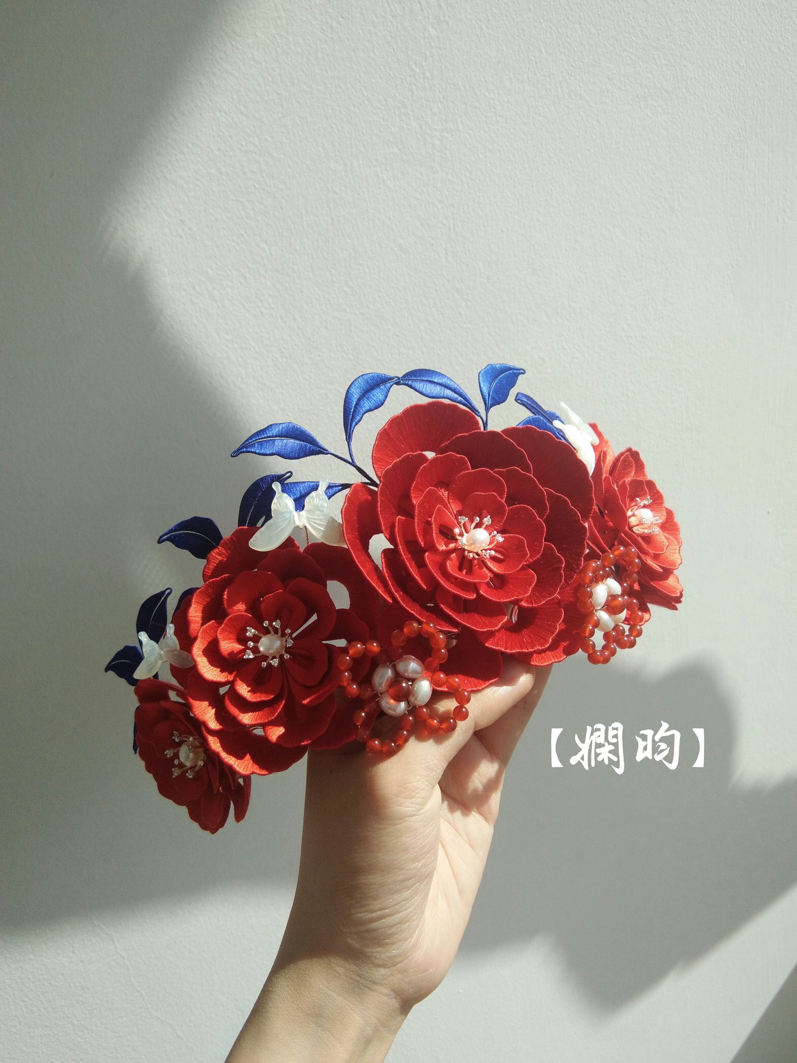 娴昀手作 玉满堂 重工缠花婚款牡丹发冠
