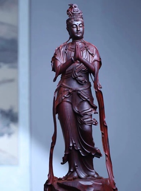 印度小叶紫檀清刀雕刻关公摆件老山檀香武财神木雕工艺礼品镇宅