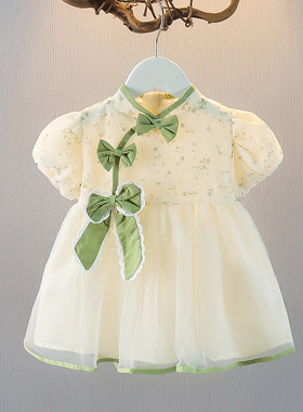 0-3岁女童连衣裙夏季洋气2女宝碎花公主裙复古国风婴儿小女孩夏装