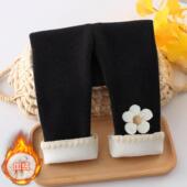 女童加绒打底裤 子 大花裤 秋冬款 一体绒外穿洋气云朵棉儿童2025新款