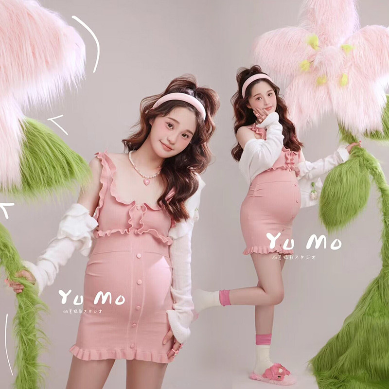 1753孕妇照服装23春季展会新款影楼可爱大肚拍摄影写真连衣裙出租