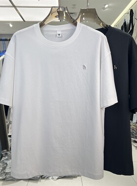 实体店纯色简约款纯棉短袖26夏季新款男士刺绣标美式阔版T恤98525
