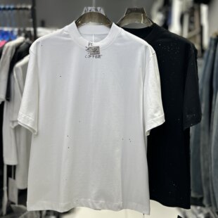 CYC潮牌美式 T恤男满天星纯棉宽松情侣款 半袖 9381 高街涂鸦印花短袖