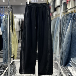 渐变腿线松紧腰显瘦直筒弯刀裤 子6088 薄料凉感阔腿裤 CYC潮牌夏季