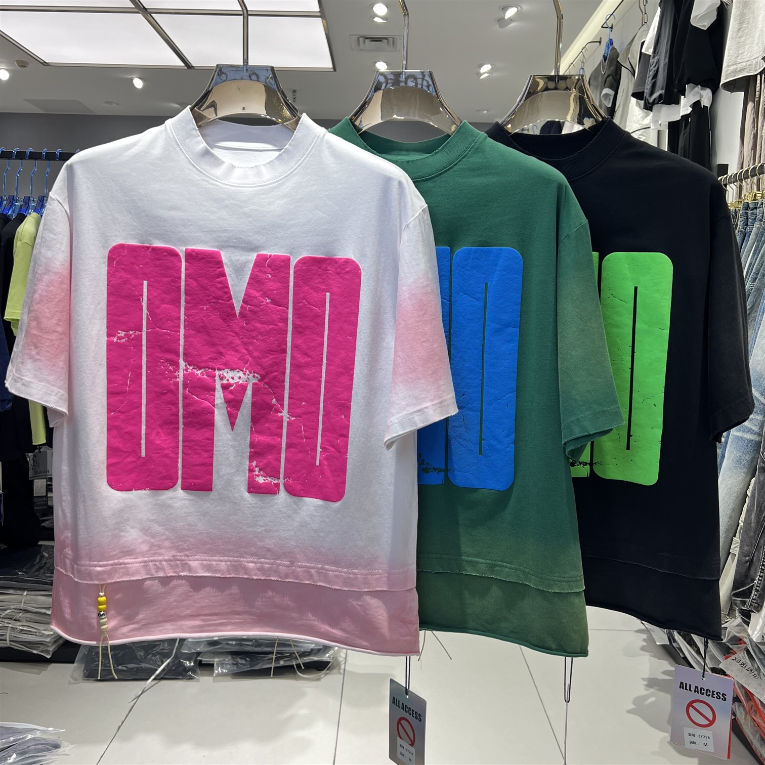 CYC潮牌重工立体发泡印花短袖多巴胺色个性挂饰设计感情侣T恤258