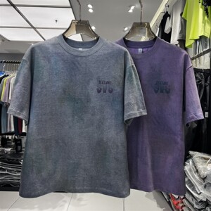 CYC潮牌水洗做旧短袖夏季渐变字母印花宽松纯棉重磅圆领T恤50422