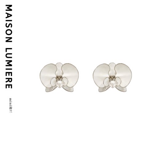 美颂之光MaisonLumiere 游兰mini珐琅蝴蝶兰耳钉 新中式明星同款