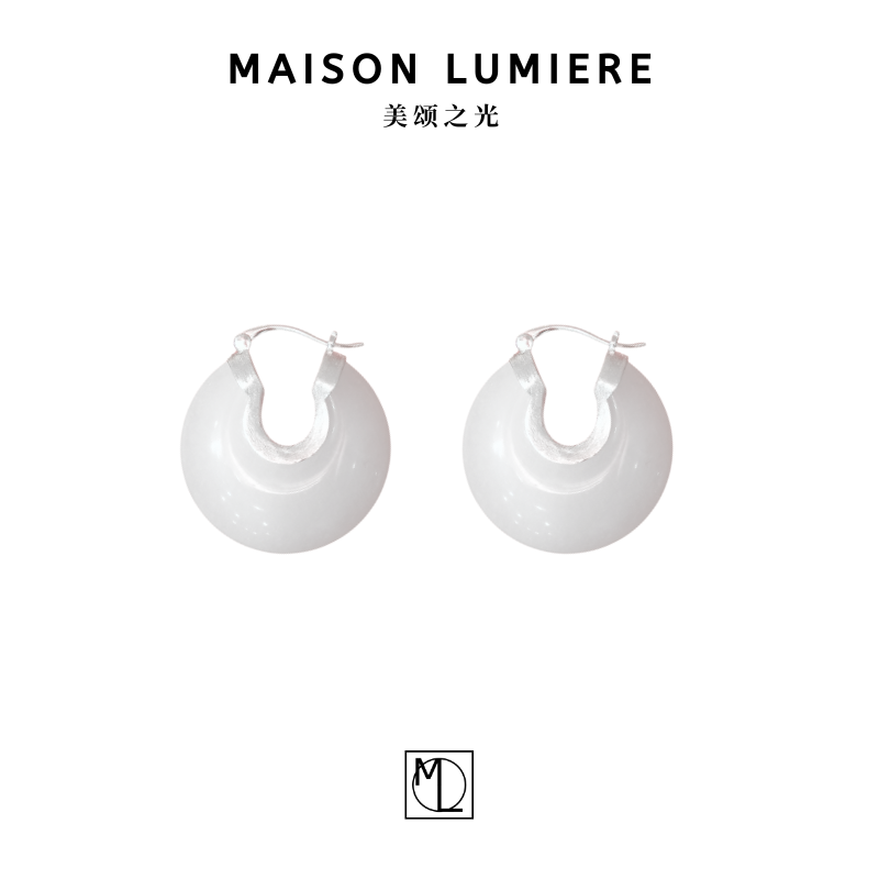 李云霄同款纯银玉石耳环