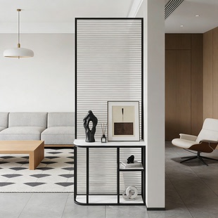 入户正对门客厅遮挡屏风墙长虹玻璃隔断玄关柜轻奢现代简约置物架