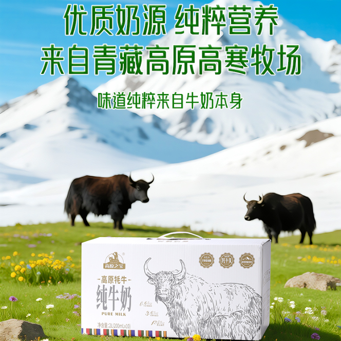 高原之宝牦牛奶200ml*10盒儿童高钙高蛋白早餐奶学生成人调制牛奶