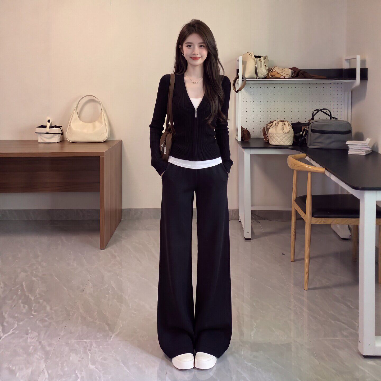 秋季巨好看漂亮运动服黑