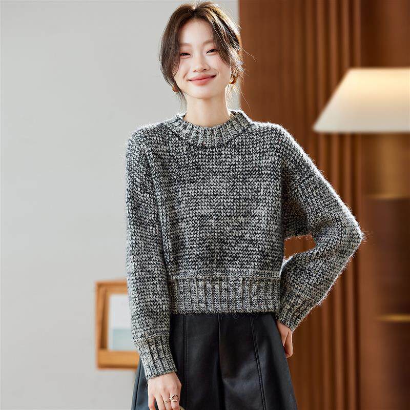 小香风毛衣女款秋冬季2025新款韩系超好看短款套头羊毛针织打底衫