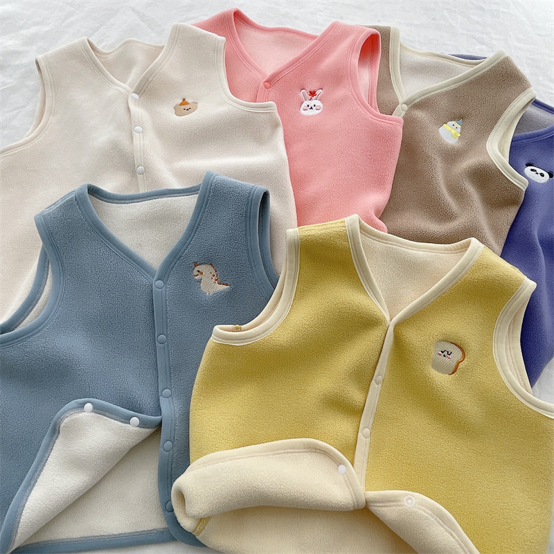 【断码清仓】儿童加绒马甲男童宝宝摇粒绒背心女童坎肩开衫秋冬款