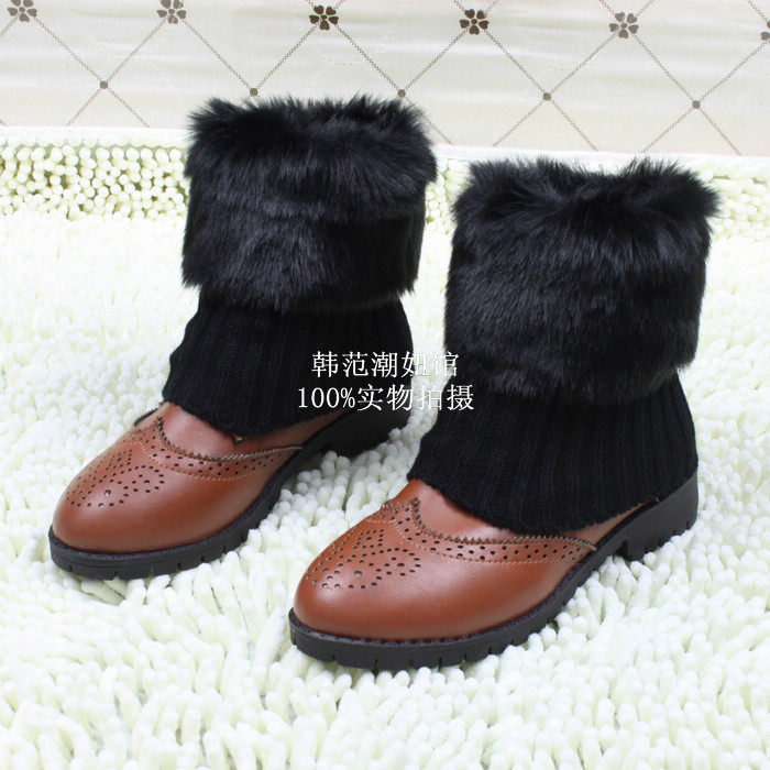 冬潮女短袜套保暖脚裸脚脖护腿套韩版时尚仿皮草毛毛鞋套毛线靴套