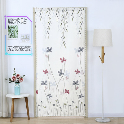 厨房挡风卫生间魔术贴布艺门帘