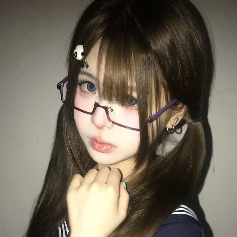 动漫日系cos博主下半框眼镜可爱软妹造型装饰方框镜架自拍二次元