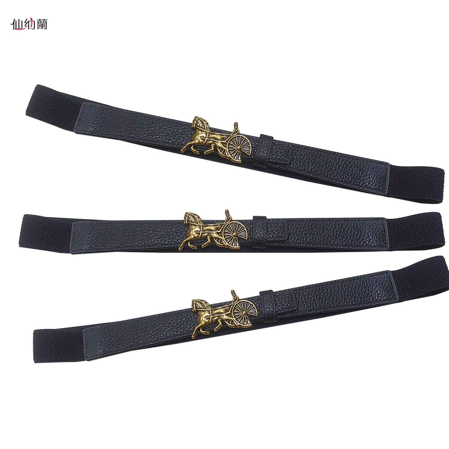 复古风金属扣细腰带女黑色弹力松紧百搭装饰皮带简约百搭显瘦