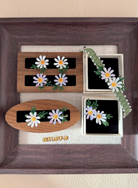 手工微钩清新甜美森系雏菊花朵耳钉女独特小众设计耳环新款耳饰