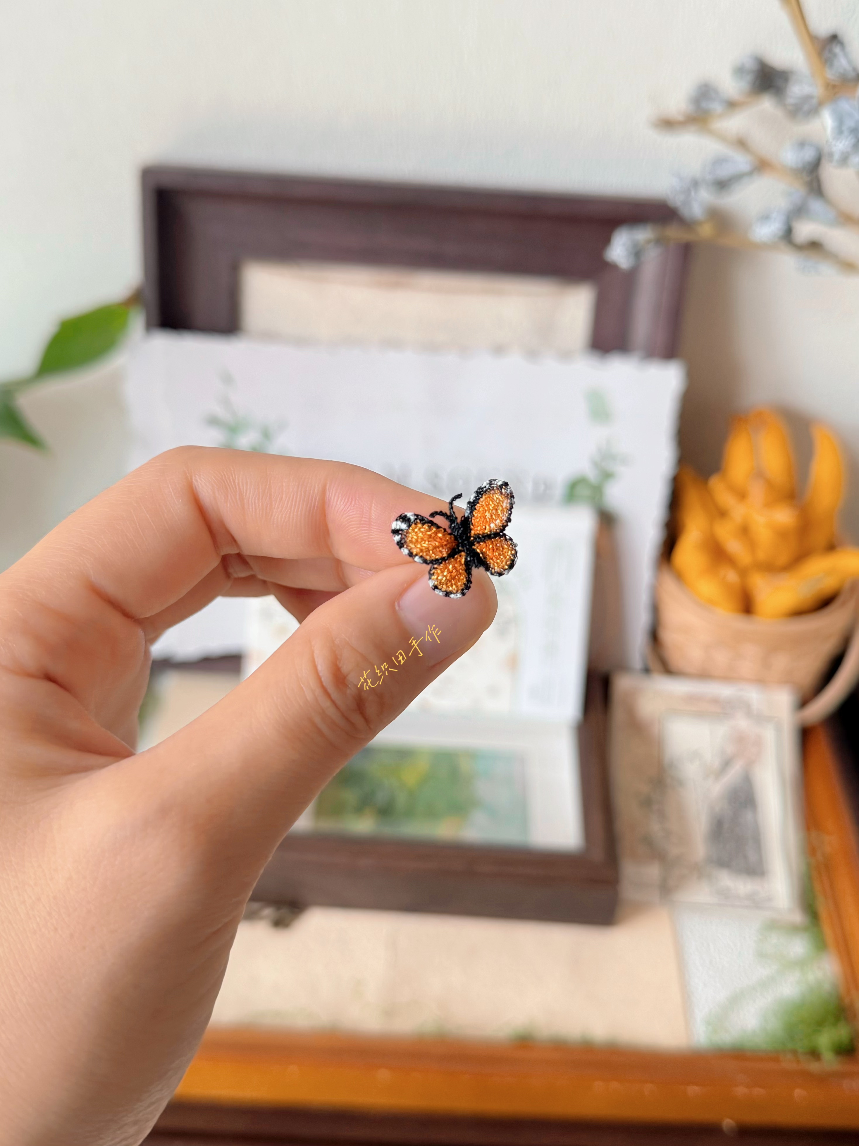 原创微钩手工编织蝴蝶耳夹耳骨夹成品