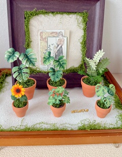 原创设计手工微钩编织向日葵绿植盆栽成品