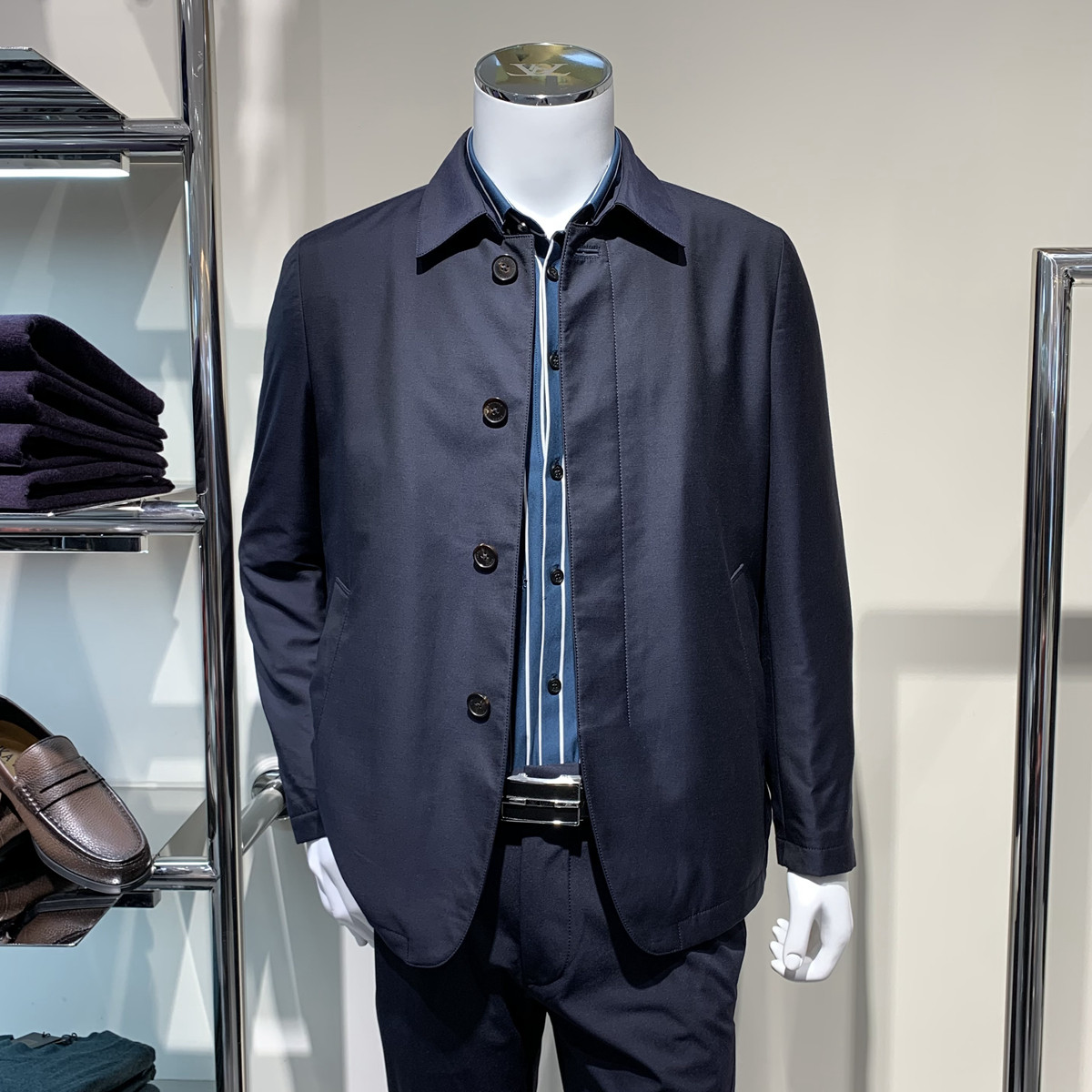 路卡迪龙男装国内代购秋冬款羊毛料商务休闲翻领夹克男外套薄棉服