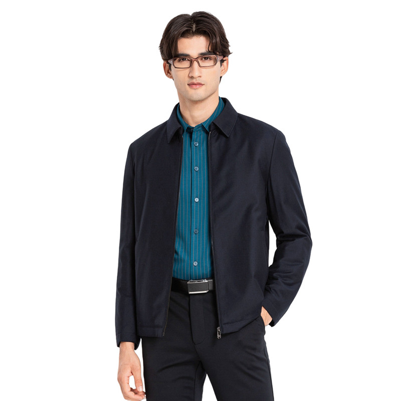 路卡迪龙男装国内代购冬季羊毛水獭绒内胆商务翻领拉链夹克尼克服