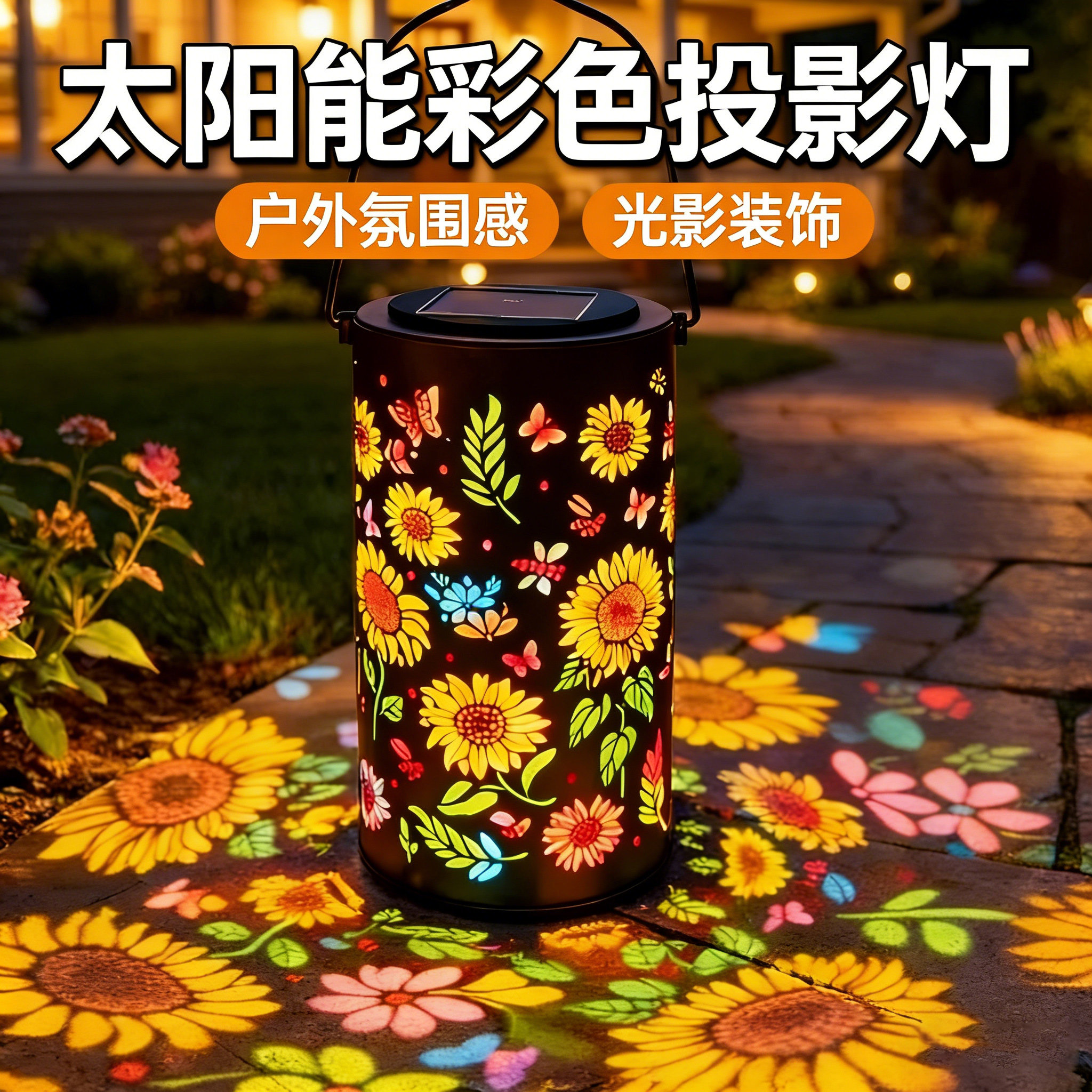 太阳能户外镂空防水庭院阳台装饰挂灯花园景观装饰彩光灯影投射灯