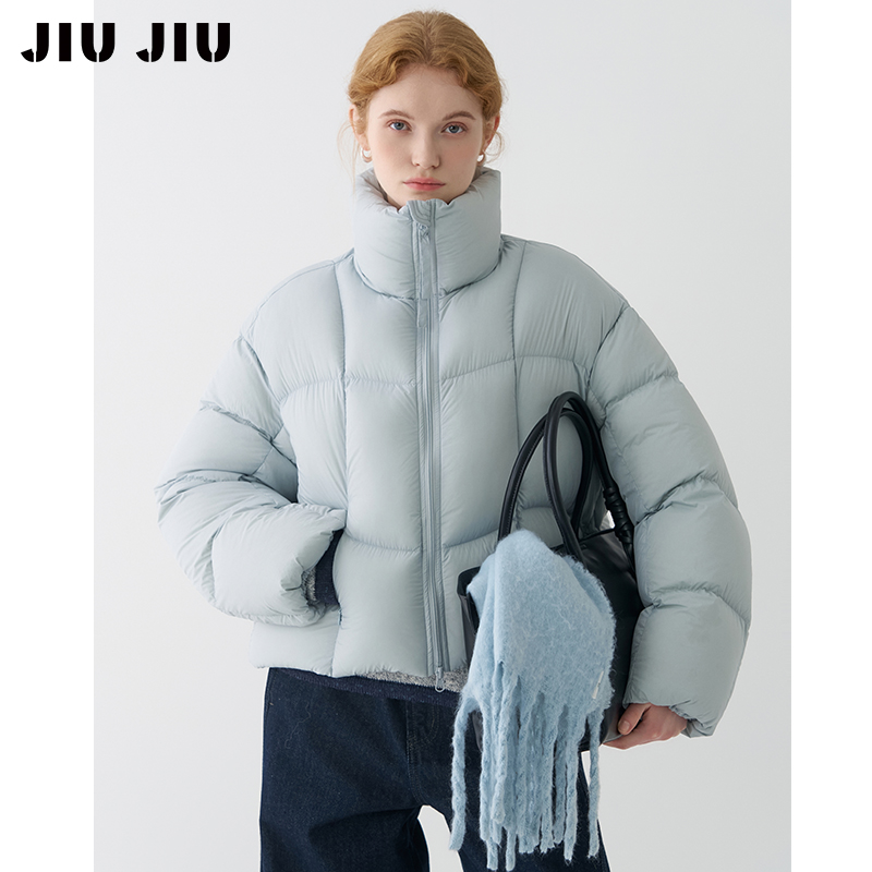 JIUJIU90白鸭绒泡芙云朵羽绒服女冬季2025新款高充绒量面包服外套