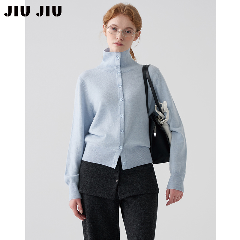 12.8上新温柔风气质高领排扣针织开衫女冬季显瘦百搭羊毛毛衣上衣