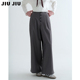 长裤 JIUJIU随性松弛垂感多扣灰色西装 显瘦高腰宽松阔腿裤 女春季 裤