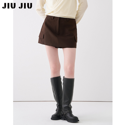 JIUJIU复古工装风休闲裙裤女春季2026新款设计感高腰休闲裤短裤