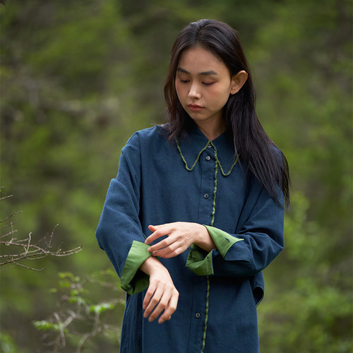 朵朵可可女纯棉复古格子长袖长裤