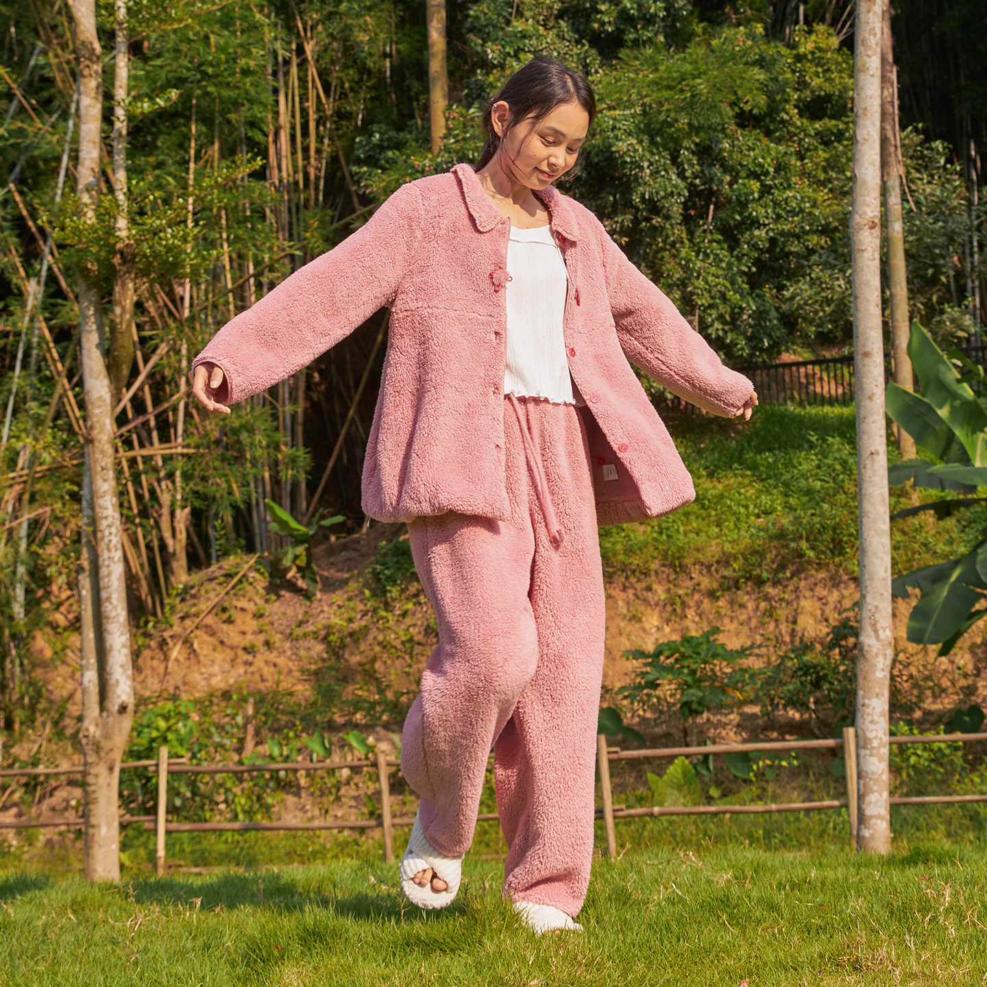 暖感双面绒家居服套装