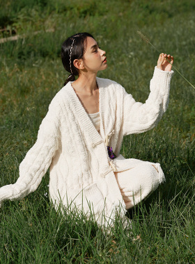 秋冬白色提花毛巾绒布宽松女可外穿长套装睡衣家居服朵朵可可