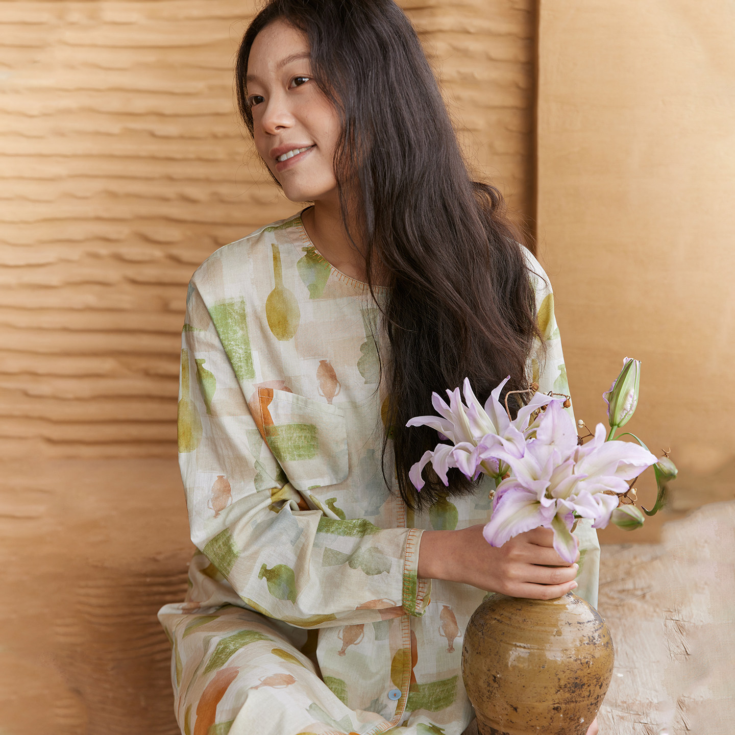 100%棉 柔软简约 原创宝瓶印花家居服 纯棉睡裙